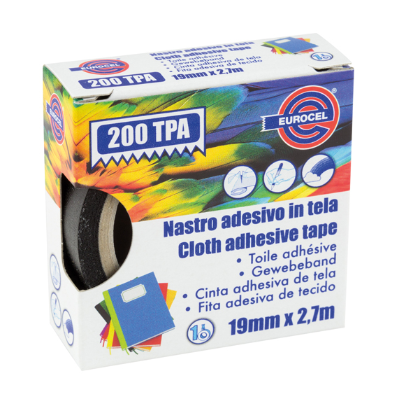 MD_87017 Nastro adesivo telato TPA 200 - 19 mm x 2,7 m - tela plastificata - bianco - Eurocel - immagine 1