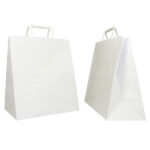 Shopper Flat Large - maniglie piattina - 28 x 17 x 32 cm - carta kraft - bianco - Mainetti Bags - conf. 250 pezzi