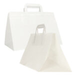 Shopper Flat XLarge - maniglie piattina - 32 x 22 x 24 cm - carta kraft - bianco - Mainetti Bags - conf. 200 pezzi