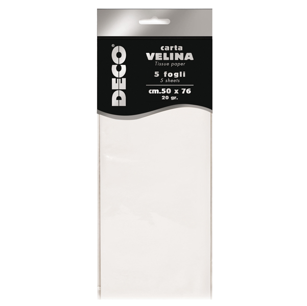 MD_89114 Carta velina - 50 x 76 cm - 20 gr - bianco - Deco - busta 5 fogli - immagine 1