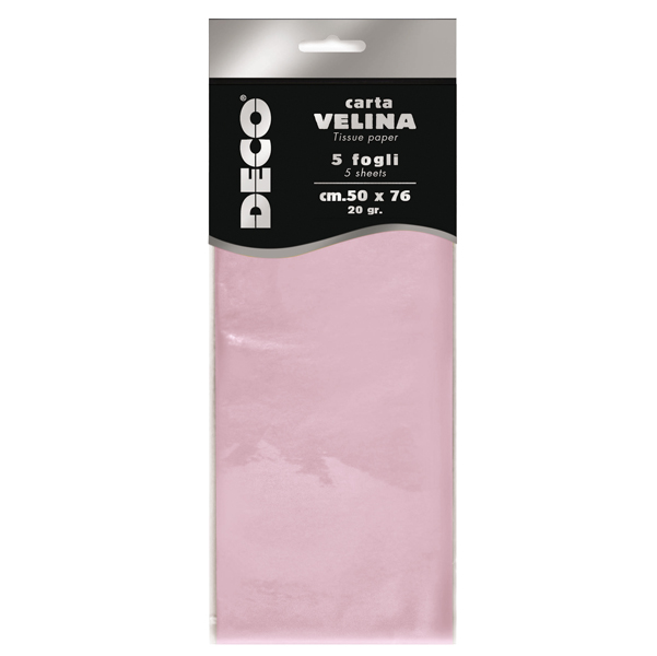 MD_89118 Carta velina - 50 x 76 cm - 20 gr - rosa - Deco - busta 5 fogli - immagine 1