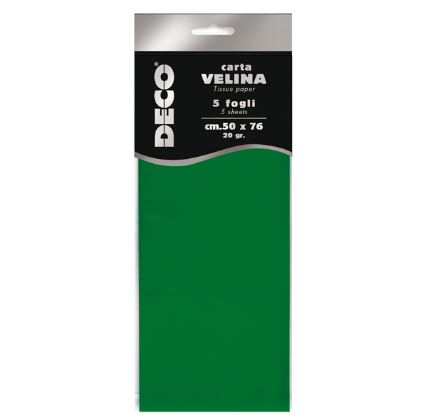 MD_89122 Carta velina - 50 x 76 cm - 20 gr - verde chiaro - Deco - busta 5 fogli - immagine 1