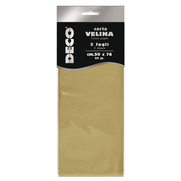 MD_89125 Carta velina - 50 x 76 cm - 20 gr - oro perlescente - Deco - busta 5 fogli - immagine 1