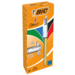Penna a sfera scatto multifunzione 4 Colours Shine - punta 1,0 mm - fusto oro - Bic – conf. 12 pezzi