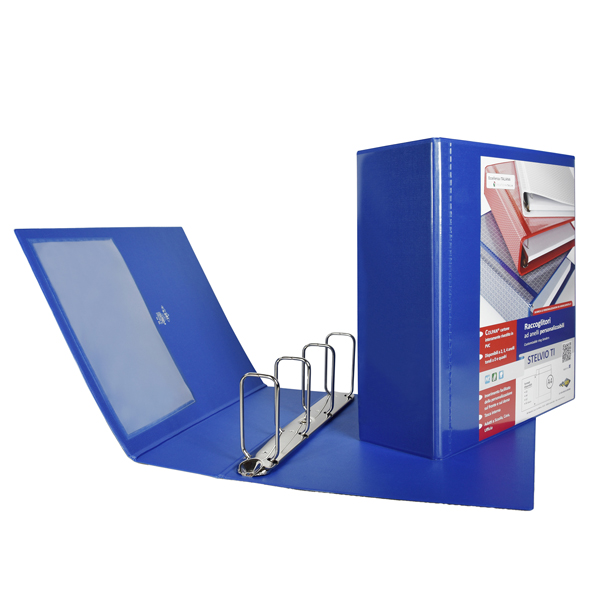 MD_89204 Raccoglitore personalizzabile Stelvio TI - 22 x 30 cm - 4 anelli a Q 100 mm - dorso 13 cm - blu - Sei Rota - immagine 1
