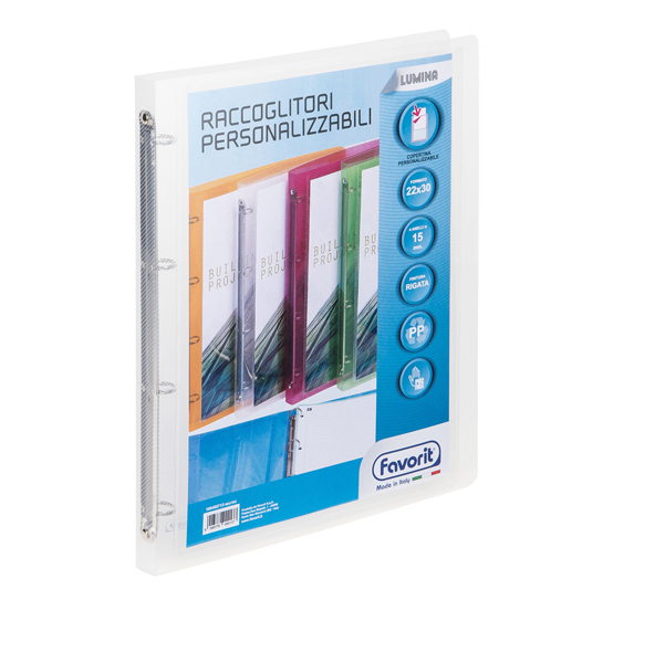 MD_89290 Raccoglitore personalizzabile Lumina - 22 x 30 cm - 4 anelli tondi 15 mm - PP - trasparente - Favorit - immagine 1