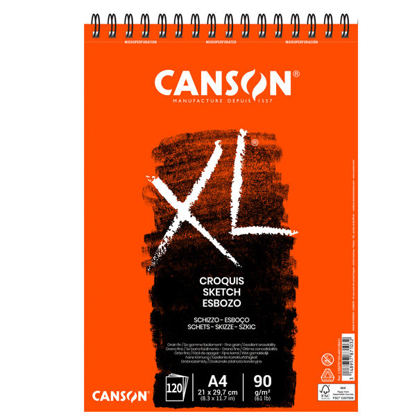 MD_89446 Album XL Croquis - A4 - 90 gr - 120 fg - bianco - Canson - immagine 1