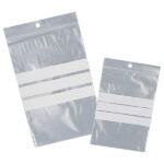 Sacchetto zip - con bande scrivibili e foro - 10 x 15 cm - 50 micron - LDPE - Viva - conf. 100 pezzi