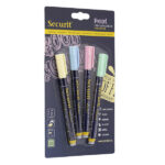 Marcatore a gesso liquido - punta fine da 1,00 - 2,00 mm - colori assortiti pastello - Securit - blister 4 pezzi