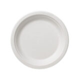 Piatto piano monouso Bio - rotondo - diametro 22 cm - cellulosa/canna da zucchero - bianco - Leone - conf. 50 pezzi