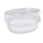 Contenitori ovali in PET - con coperchio incernierato - 18 x 15,1 x 6,5 cm - Europack - conf. 50 pezzi
