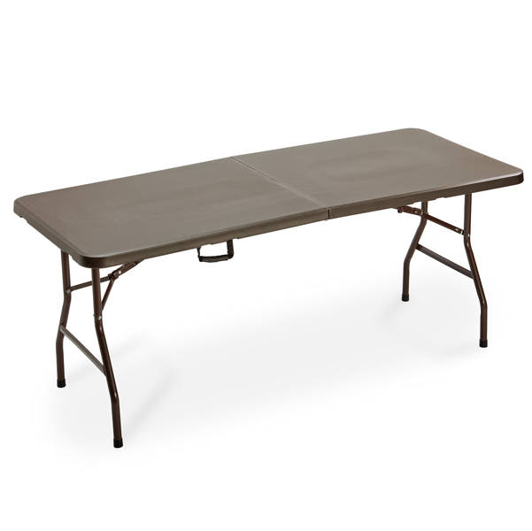 MD_91685 Tavolo Horeca - pieghevole - 74 x 76 x 183 cm - acciaio/HDPE - noce - Garden Friend - immagine 1