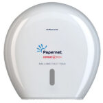 Dispenser carta igienica Defend Tech rotolo Mini Jumbo - 24,9 x 25,7 x 14,8 cm - rotolo diametro 23 cm - bianco - Papernet