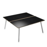 Scrivania Skinny Metal a 2 postazioni contrapp. - 120 x 166 cm - bianco / nero venato