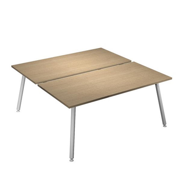MD_92419 Scrivania Skinny Metal a 2 postazioni contrapp. - 140 x 166 cm - bianco / rovere - immagine 1