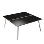 Scrivania Skinny Metal a 2 postazioni contrapp. - 140 x 166 cm - bianco / nero venato