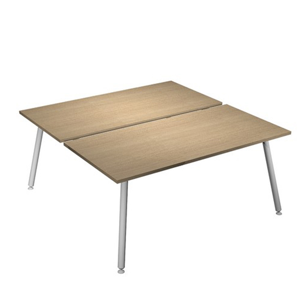 MD_92422 Scrivania Skinny Metal a 2 postazioni contrapp. - 160 x 166 cm - bianco / rovere - immagine 1