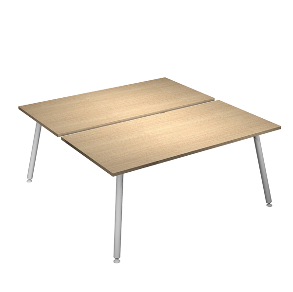 MD_92425 Scrivania Skinny Metal a 2 postazioni contrapp. - 180 x 166 cm - bianco / rovere - immagine 1