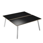 Scrivania Skinny Metal a 2 postazioni contrapp. - 180 x 166 cm - bianco / nero venato