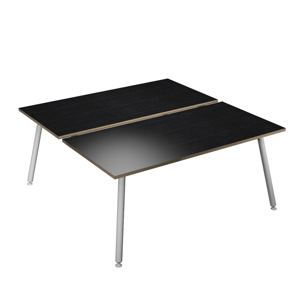 MD_92427 Scrivania Skinny Metal a 2 postazioni contrapp. - 180 x 166 cm - bianco / nero venato - immagine 1
