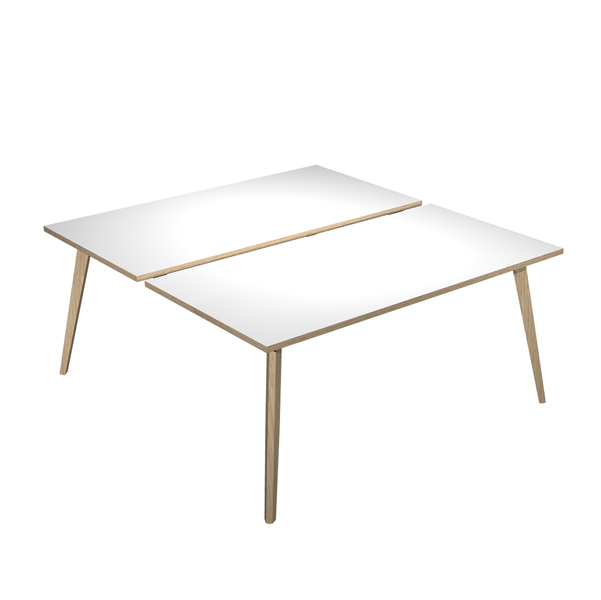 MD_92468 Scrivania Woody a 2 postazioni contrap. - 120 x 166 cm - rovere / bianco - immagine 1