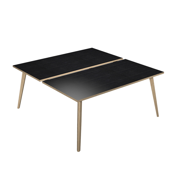 MD_92469 Scrivania Woody a 2 postazioni contrap. - 120 x 166 cm - rovere / nero venato - immagine 1