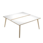 Scrivania Woody a 2 postazioni contrap. - 140 x 166 cm - rovere / bianco