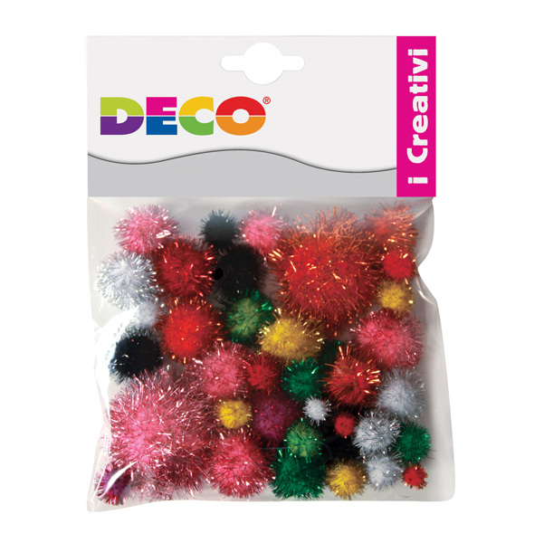 MD_93949 Pompon Lamè - 7-28 mm - colori assortiti - Deco - conf. 40 pezzi - immagine 1