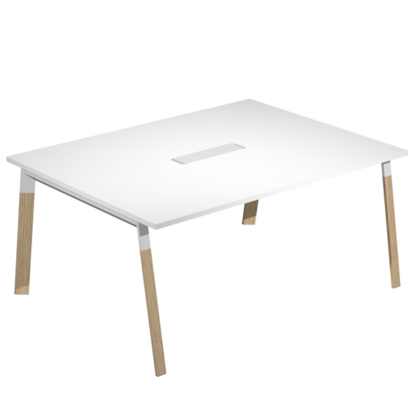 MD_94063 Tavolo riunione Woody - 160 x 120 x 72,5 cm - piano bianco - immagine 1