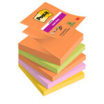 Blocco Post-it Super Sticky Z Notes - R330-5SS-BOOS - 76 x 76 mm - colori Boost - 90 fogli - Post-it - conf. 5 pezzi
