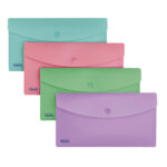 Busta con bottone Pastel - 9,9 x 21 cm - PP - colori assortiti - Favorit