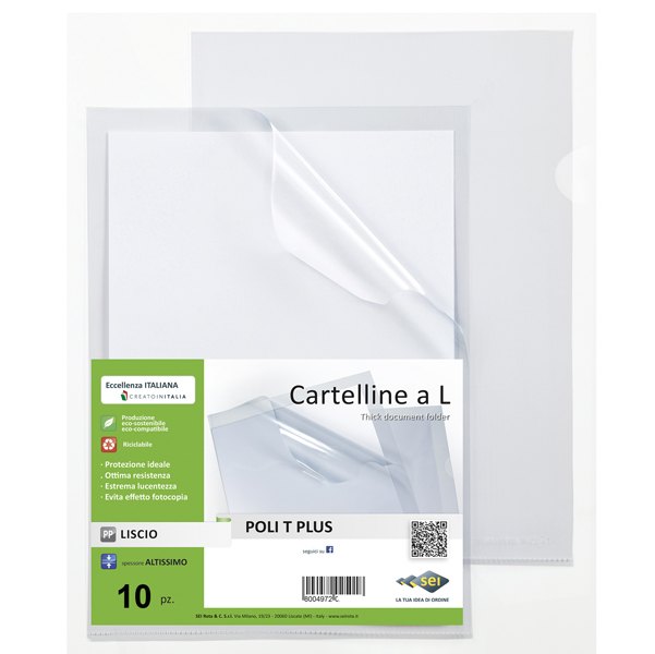 MD_94516 Cartellina a L Poli T Plus - 30 x 42 cm - PP - liscio pesante - Sei rota - conf.10 pezzi - immagine 1