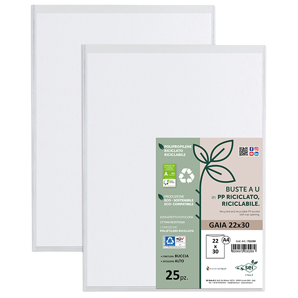 MD_94536 Buste a sacco Gaia - PP riciclato - 22 x 30 cm - buccia - trasparente - Sei rota - conf. 25 pezzi - immagine 1