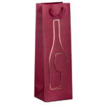 Shopper portabottiglie - con manici in corda - 12 x 37 x 9 cm - rosso - Rex Sadoch
