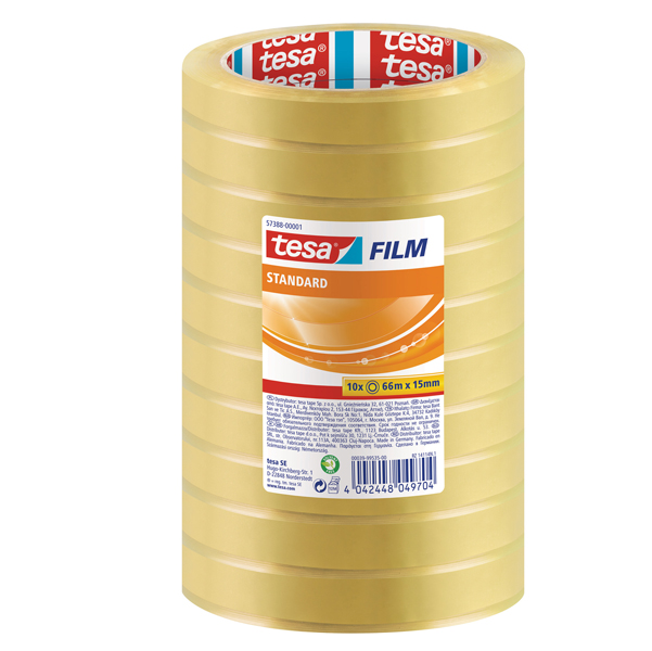 MD_95044 Nastro adesivo Tesafilm - 15 mm x 66 m - PP - trasparente - Tesa - torre 10 pezzi - immagine 1