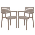 Sedia Firenze - con braccioli - 59 x 51 x 80 cm - polipropilene - juta - Grandsoleil - conf. 2 pezzi