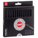 Astuccio Pin fineliner - nero - 14 gradazioni - Uni Mitsubishi - conf. 14 pezzi