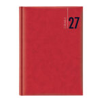 Agenda giornaliera 2027 - copertina in carta imbottita - 17 x 24 cm - rosso