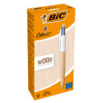 Penna a sfera scatto multifunzione 4 Colours Wood - 1.0 mm - Bic - conf. 12 pezzi