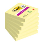 Blocco foglietti Post-it Super Sticky - 76 x 76 mm - 90 fogli - giallo canary - Post-it - conf. 6 blocchi