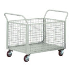 Carrello da lavoro - 4 sponde rete - laterali asportabili - 300 kg - grigio - Tecnotelai