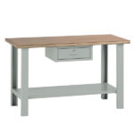 Banco da lavoro - con cassetto - 150 x 75 x 90 cm - grigio/legno - Tecnotelai