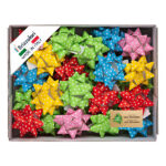 Stelle di nastro ecocarta - 15 mm x diam. 6,5 cm - fantasie assortite - Brizzolari - conf. 50 pezzi