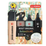Evidenziatore Stabilo Boss NatureColors - punta a scalpello - colori assortiti - Stabilo - astuccio 4 pezzi