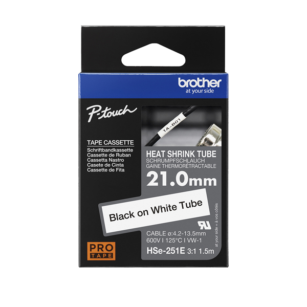 MD_BROHSE251E Brother - Nastro - Bianco/Nero -HSE251E - 21mm x 1,5mt - immagine 1