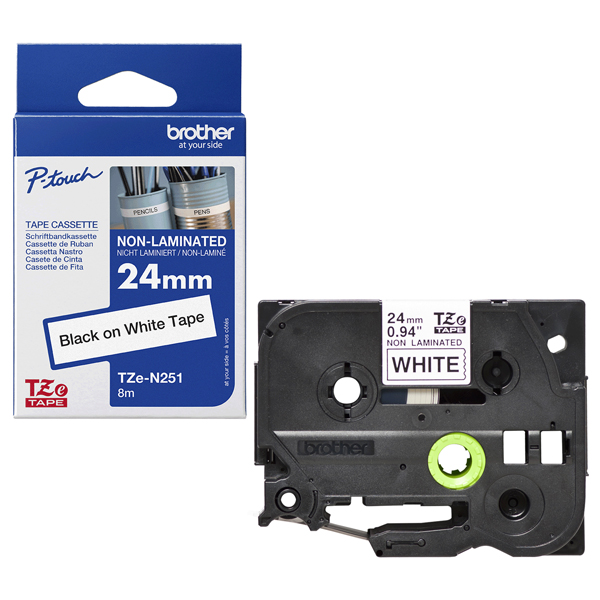 MD_BROTZEN251 Brother - Nastro non laminato - Nero/Bianco - TZE-N251 - 24mm x 8mt - immagine 1