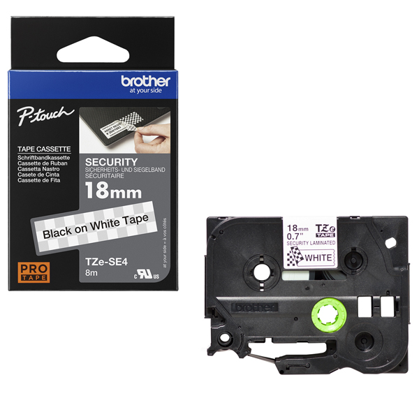 MD_BROTZESE4 Brother - Nastro di sicurezza - nero/bianco - TZES4 - 18mm x 8mt - immagine 1