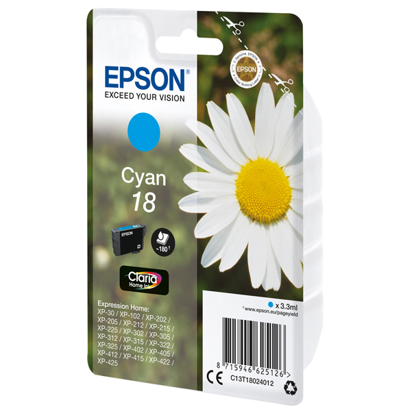 MD_EPST18024012 Epson - Cartuccia ink - 18 - Ciano - C13T18024012 - 3,3ml - immagine 1