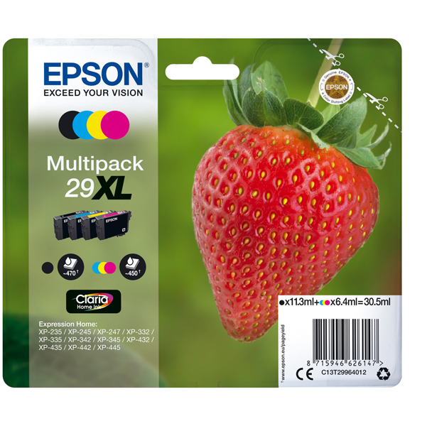 MD_EPST29964012 Epson - Confezione Cartuccia ink - 29XL - C/M/Y/K - C13T29964012 - C/M/Y 6,4ml cad - K 11,3ml - immagine 1