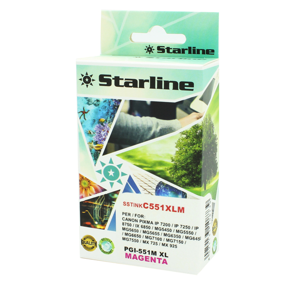 MD_SSTINKC551XLM Starline - Cartuccia ink - per Canon - Magenta - CLI-551M - 6445B001 - 9,8ml - immagine 1